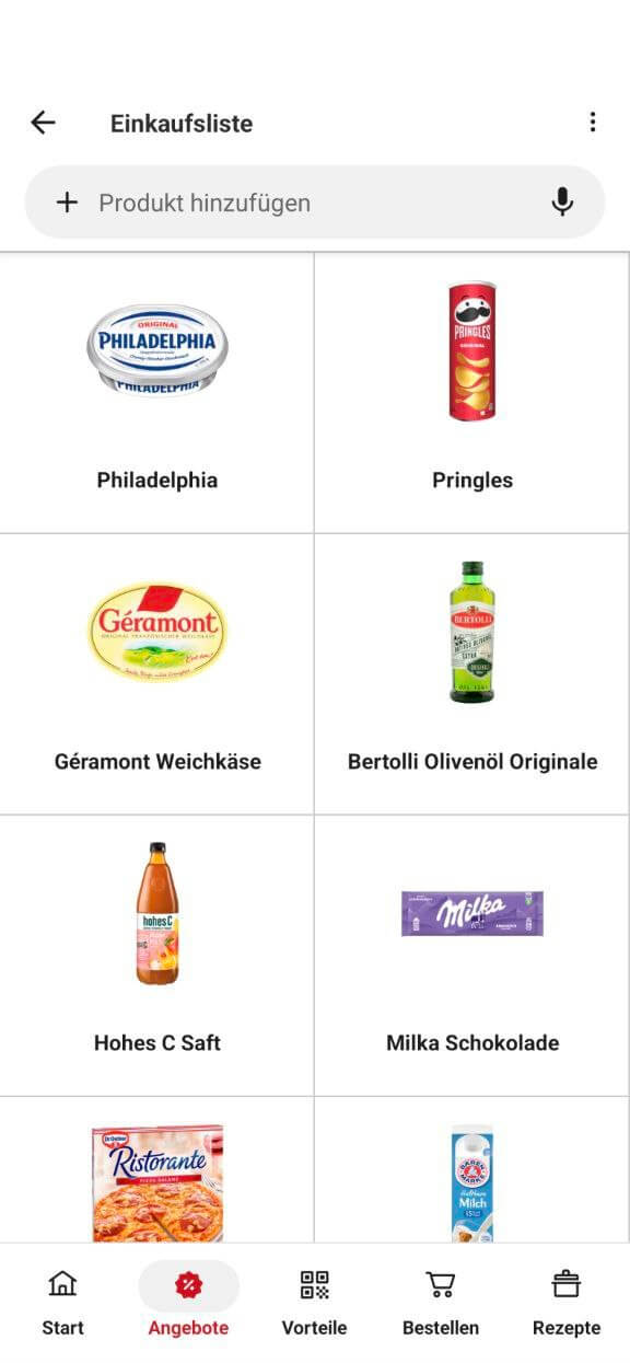 REWE App Einkaufsliste